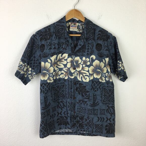 Hawaiian Togs Vintage Blue Floral Short Sleeve  Shirt Medium - Picture 2 of 6